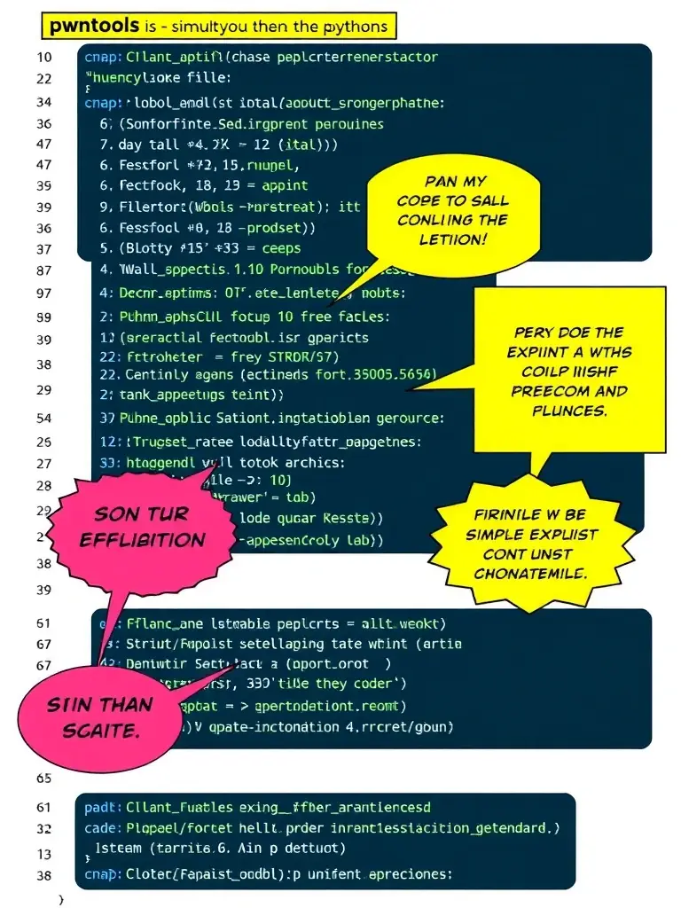 A code snippet in Python demonstrating a simple exploit script using pwntools to interact with a vulnerable service.