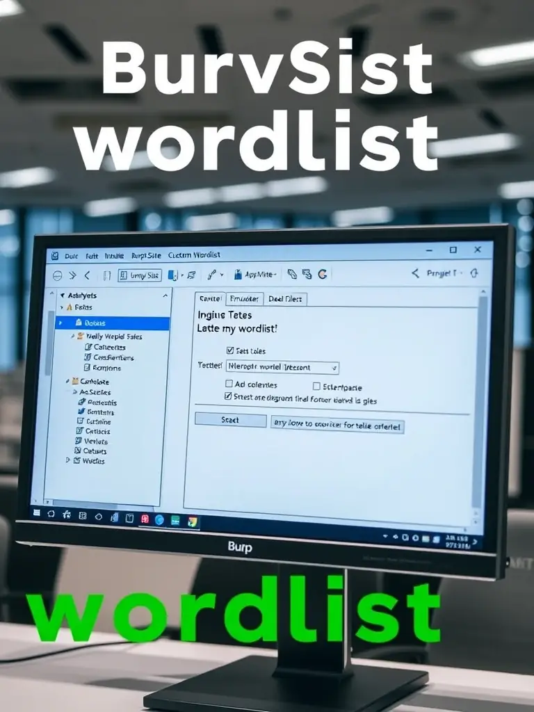 A screenshot of Burp Suite's Intruder tab, configured to use a custom wordlist for fuzzing a web application. The image should highlight the integration of wordlists with popular security tools.