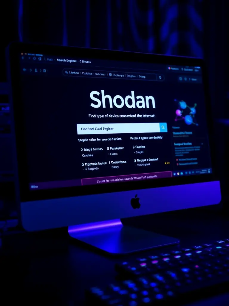 A screenshot of the Shodan search engine interface, highlighting its ability to find specific types of devices connected to the internet, with a focus on cybersecurity applications.