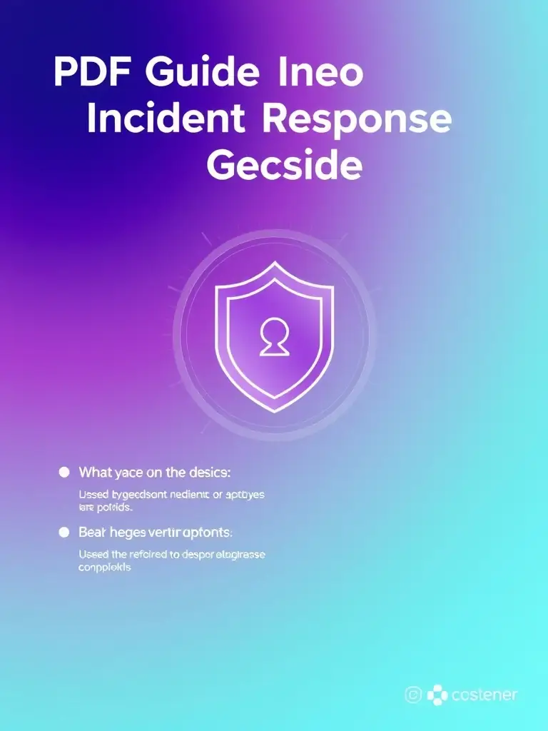 A detailed illustration of a well-structured PDF guide cover for cybersecurity incident response, featuring a shield icon and clear headings.