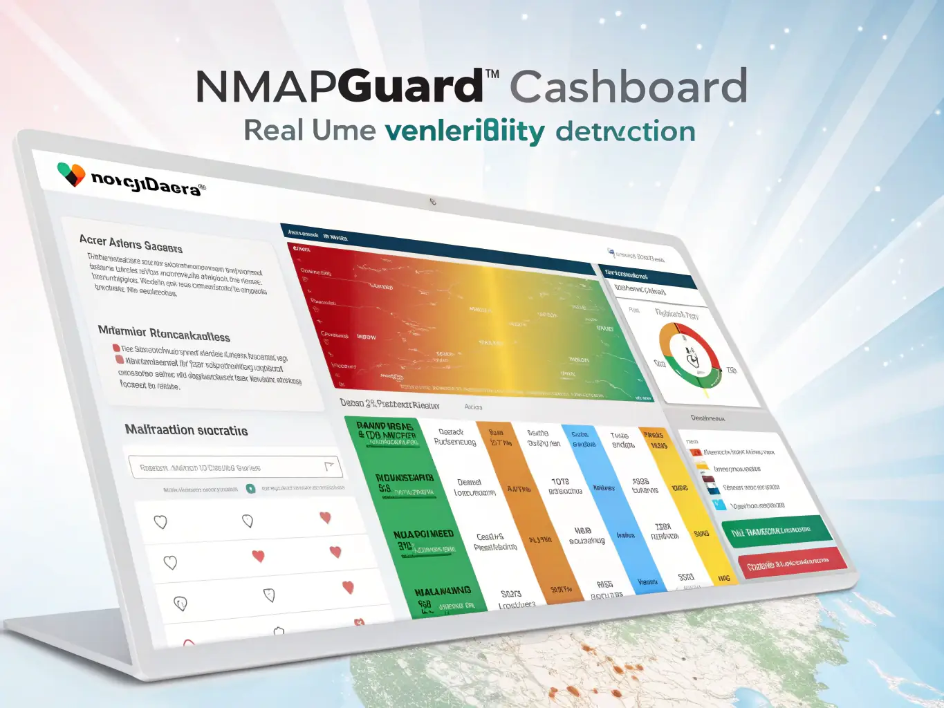 A visual representation of an automated vulnerability scanner in action, showing a dashboard with real-time results and identified vulnerabilities. The scanner is actively analyzing a web application, highlighting potential security flaws.