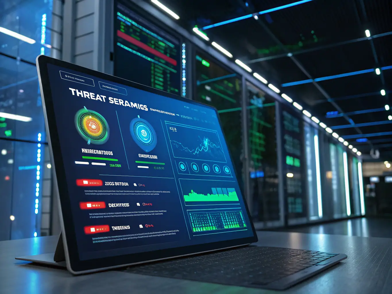 A photograph of a virtual cybersecurity lab interface, showing network diagrams and command-line tools, symbolizing hands-on practice.