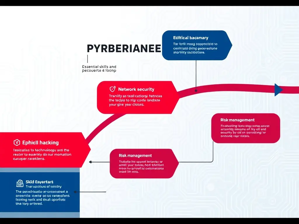 A detailed illustration of a certification roadmap for cybersecurity professionals, highlighting key certifications such as Certified Information Systems Security Professional (CISSP) and Certified Ethical Hacker (CEH), with clear paths and milestones.